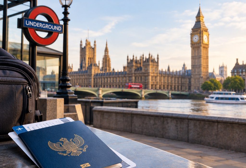 Ilustrasi pemeriksaan dokumen perjalanan untuk transit London